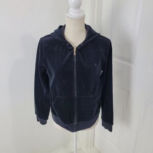 Lauren Ralph Lauren Hoodie Womens PL Black Velvet Full Zip Jacket Vintage